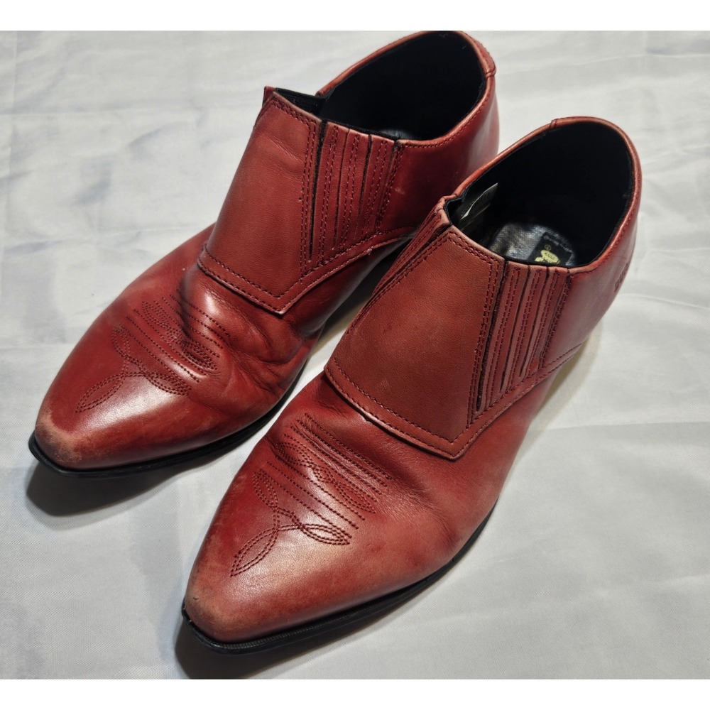 DURANGO‎ Women's ANKLE BOOTS 7M Red Leather Western Shoes Pointed Toe Cowgirl